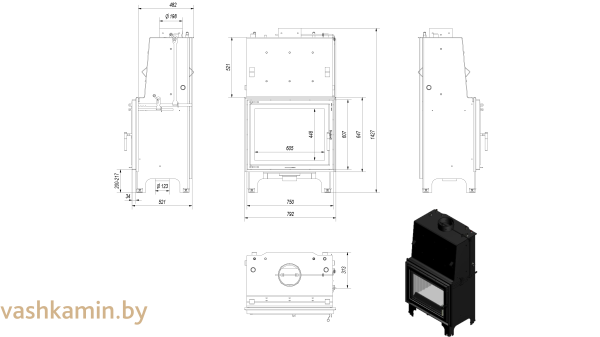 AQUARIO/A/18/PW/W  Каминная топка с водяным контуром