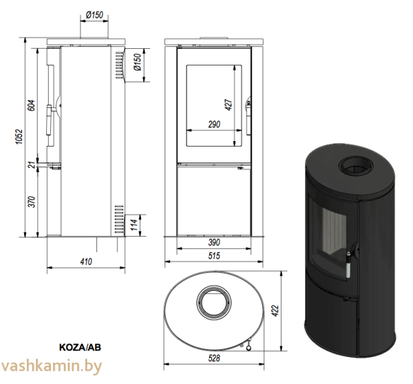 Печь камин Kratki KOZA AB