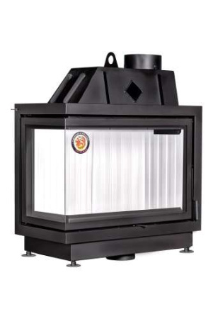 Каминная топка Экокамин Альфа 800 LB два стекла левая черный/белый шамот