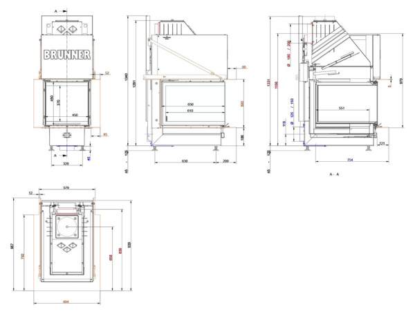 BKH PK 45-65-45-65 Brunner каминная топка Green