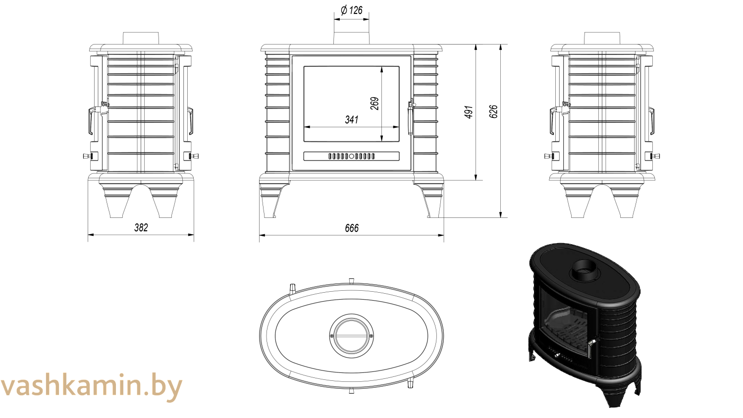 Печь камин Kratki KOZA K8 T