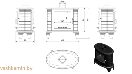 Печь камин Kratki KOZA K8 T