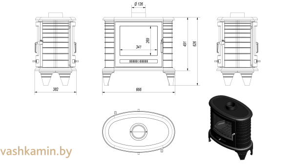 Печь камин Kratki KOZA K8 T