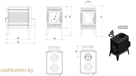 Отопительная печь Kratki KOZA K10 TF