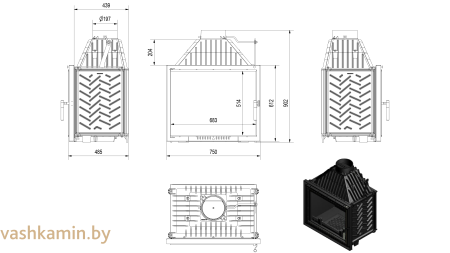 AMELIA/DECO 25 Каминная топка Kratki