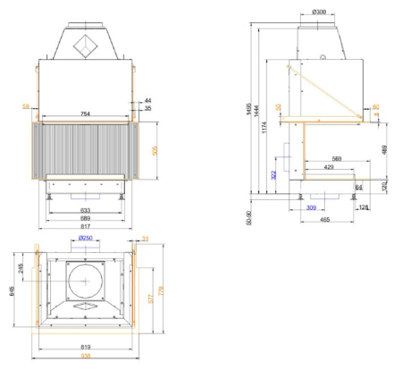 Urfeuer Panorama 50/44/66/44 каминная топка 