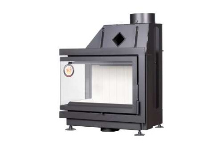 Каминная топка Экокамин АЛЬФА 700 LB два стекла левая черный/белый шамот